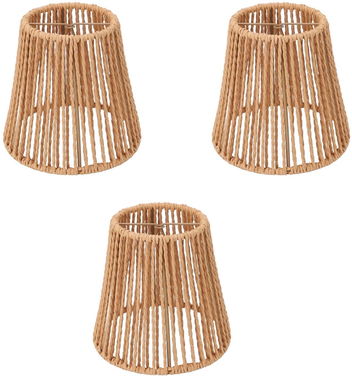 Omgoods - Rattan Lampenkap Set - Boho Woven Vervangingen voor Tafellampen en Hanglampen - Creatieve decoratie - Set van 3 stuks - Duurzaam en stijl...
