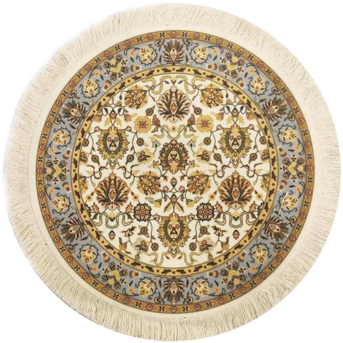 Omgoods - Ronde Muismat met Tassels en Bloemenpatroon, 21 cm