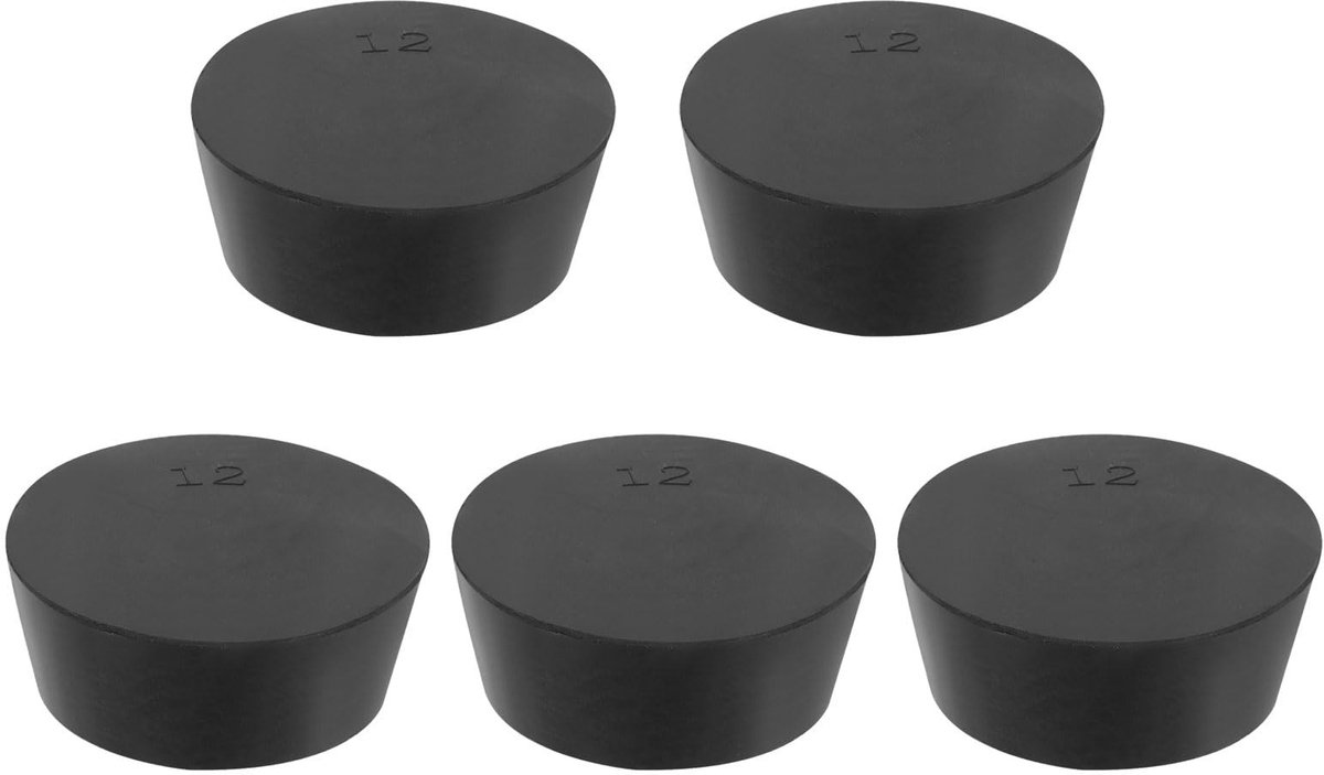 Omgoods - Vaste Rubber Doppen 12#, 5 Stuks Conische Rubberen Stoppen voor Laboratorium