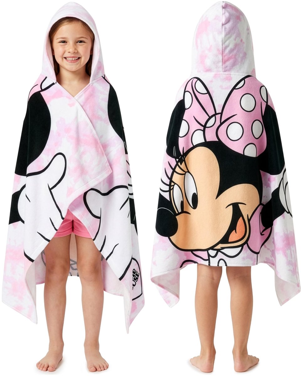 Omgoods - Get Trend Kindermantel Poncho - Wit/roze Minnie Mouse