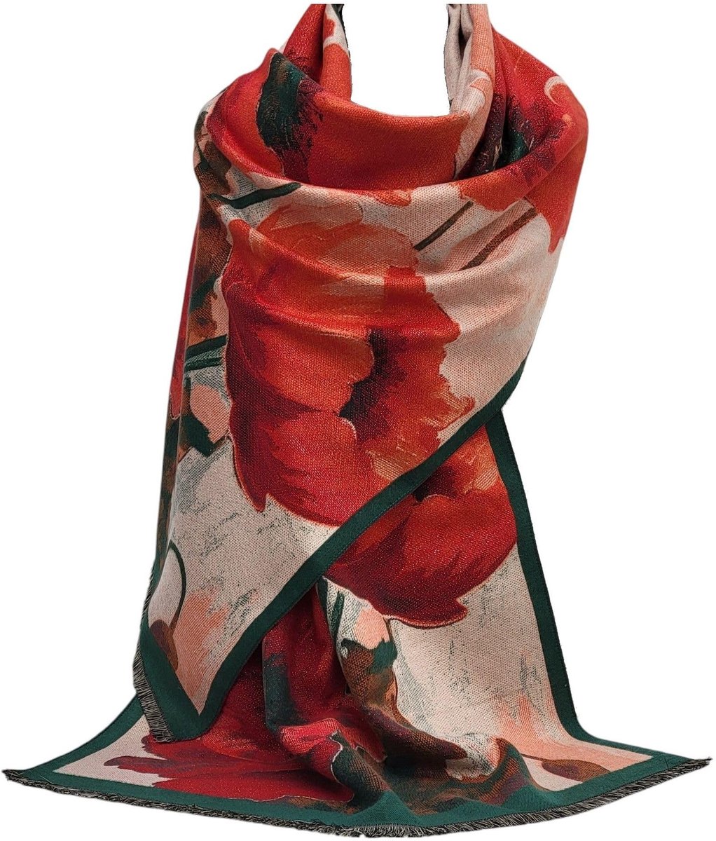 Omgoods - Pashmina Sjaal met Klaproos Motief