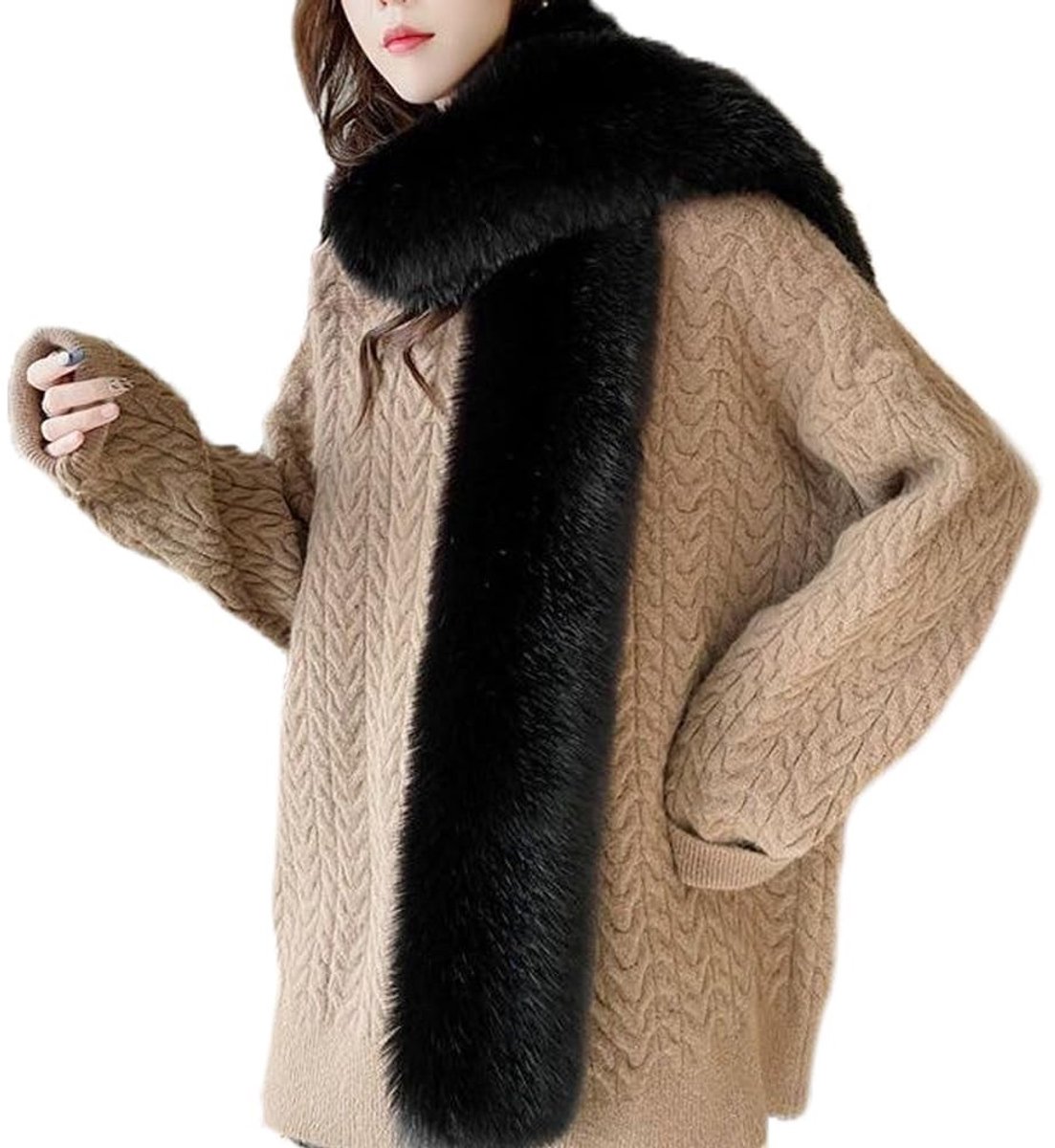 Omgoods - Faux Fur Sjaal voor Dames, 180 cm Lang