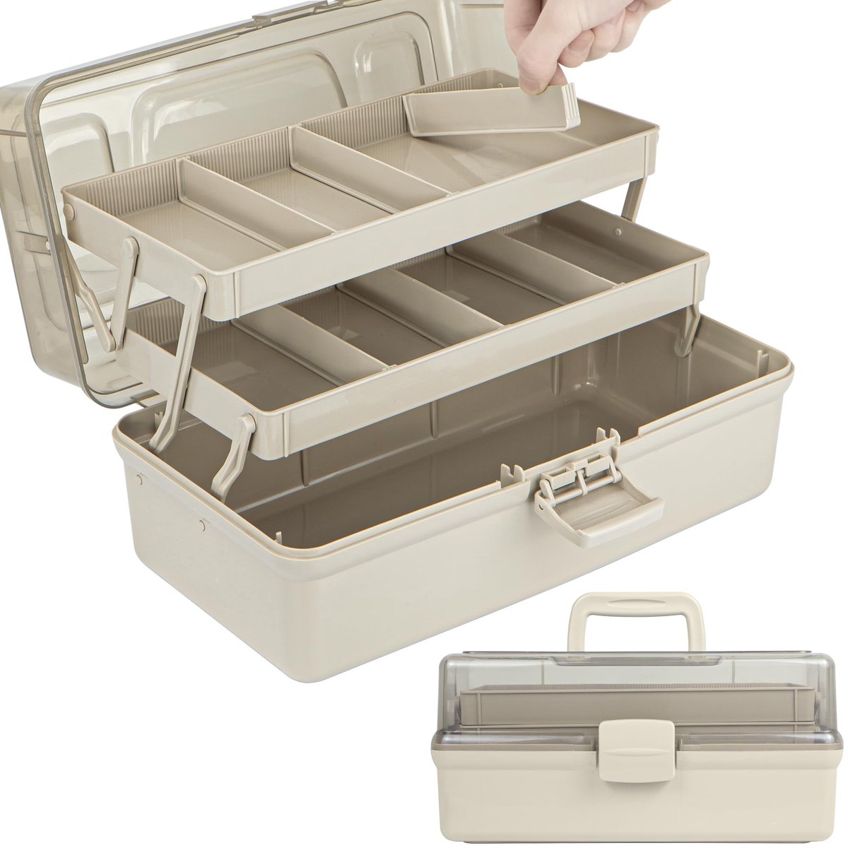 Omgoods- Opbergdoos 31,8 cm - 3 Laags - Compartimenten - Organizer - Multifunctioneel - Perfect voor knutselspullen - Opbergkoffer