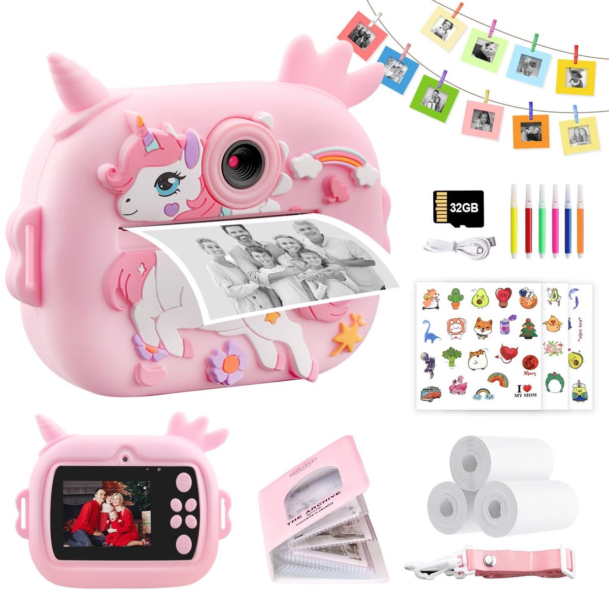 Omgoods - Kindercamera met Directe Afdrukfunctie, 2.4 Inch