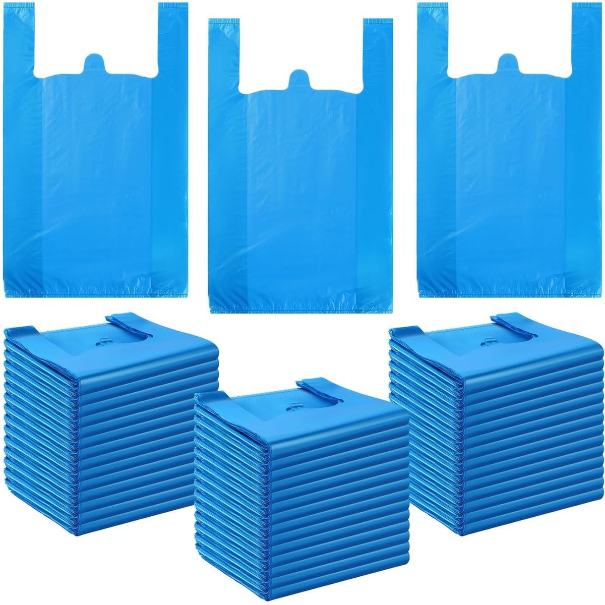 Omgoods - 100 Stuks Blauwe T-shirt Draagtas met Handvatten