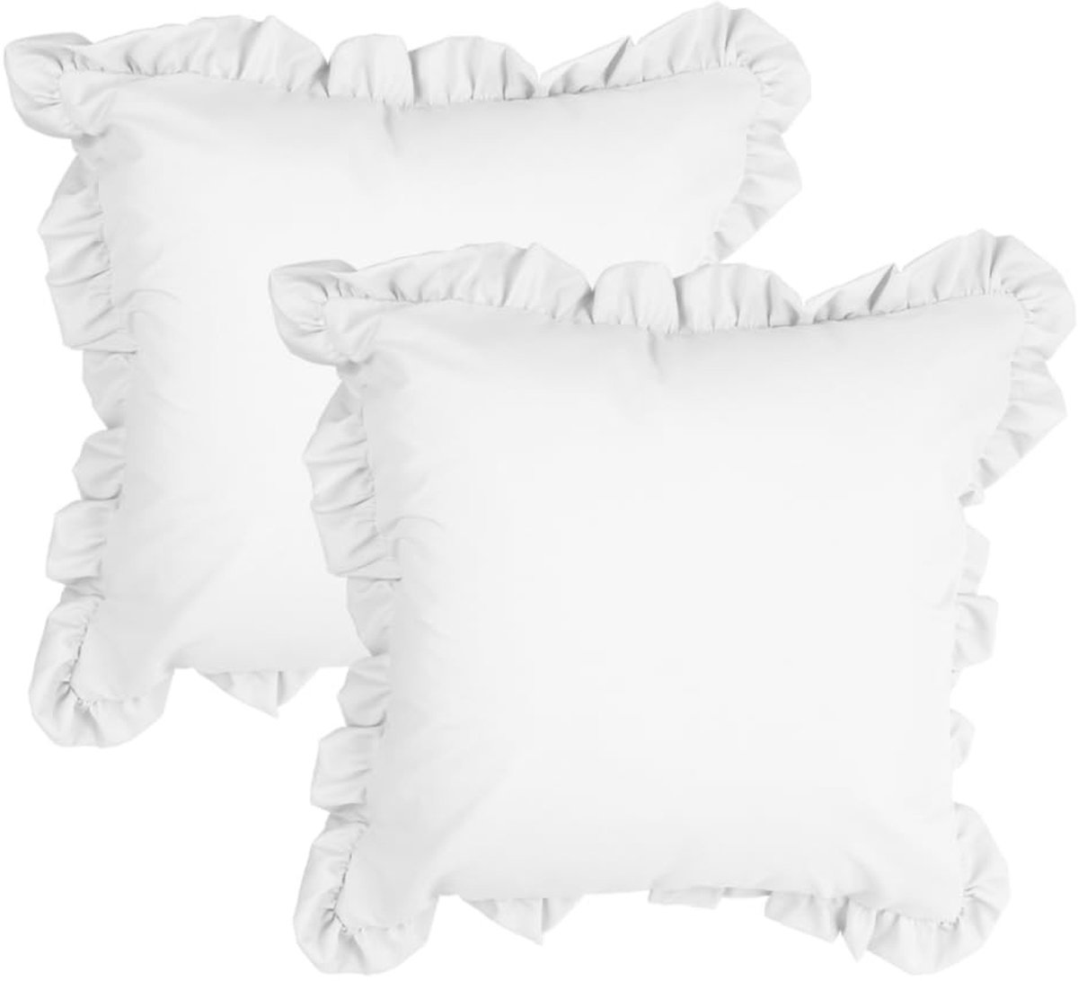 Omgoods- Kussenslopen met Ruches - Kussenhoezen 45 x 45 cm - Set van 2 - Decoratieve Kussenhoes - Fijn Polyester - Ademend en Slijtvast