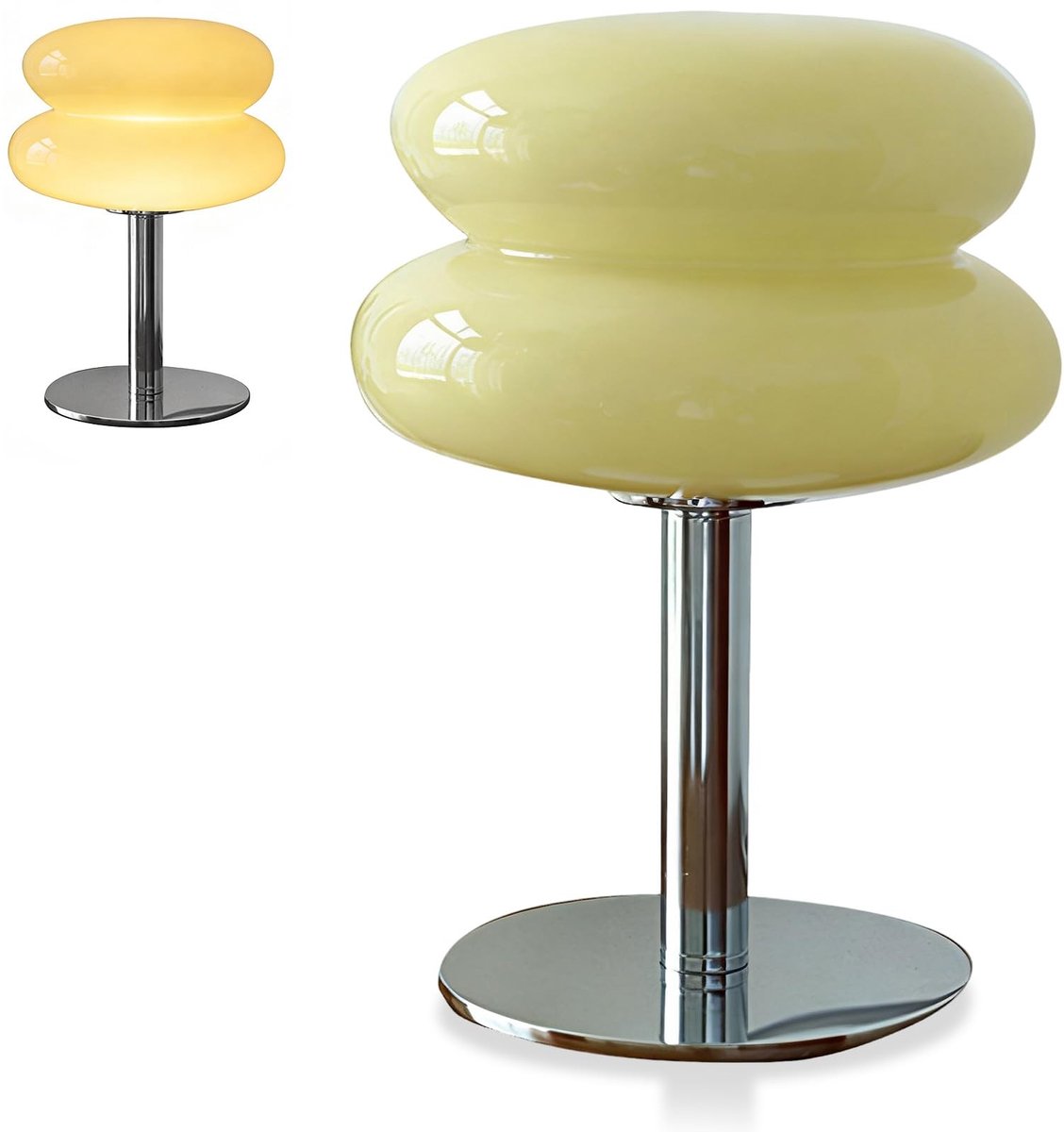 Omgoods - Egg Cake Tafel Lamp met USB en 3 Dimbare Kleurmodi voor Slaapkamer en Woonkamer (Beige)