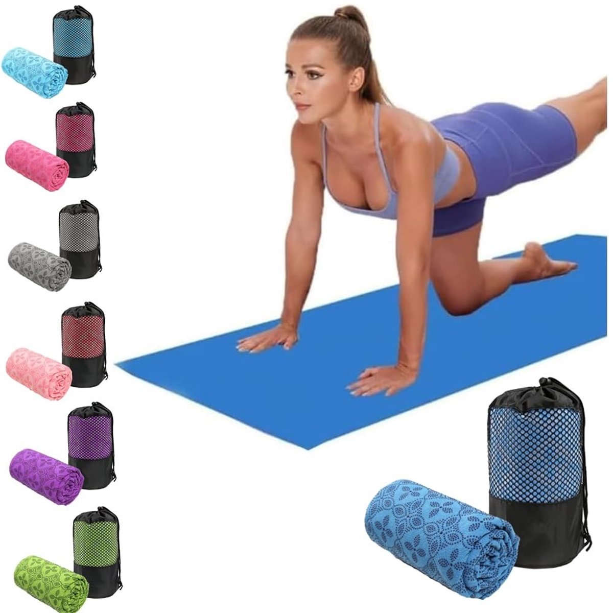 Omgoods - Yoga Towel - Sneldrogende en Ademend Antislip Handdoek met Draagtas