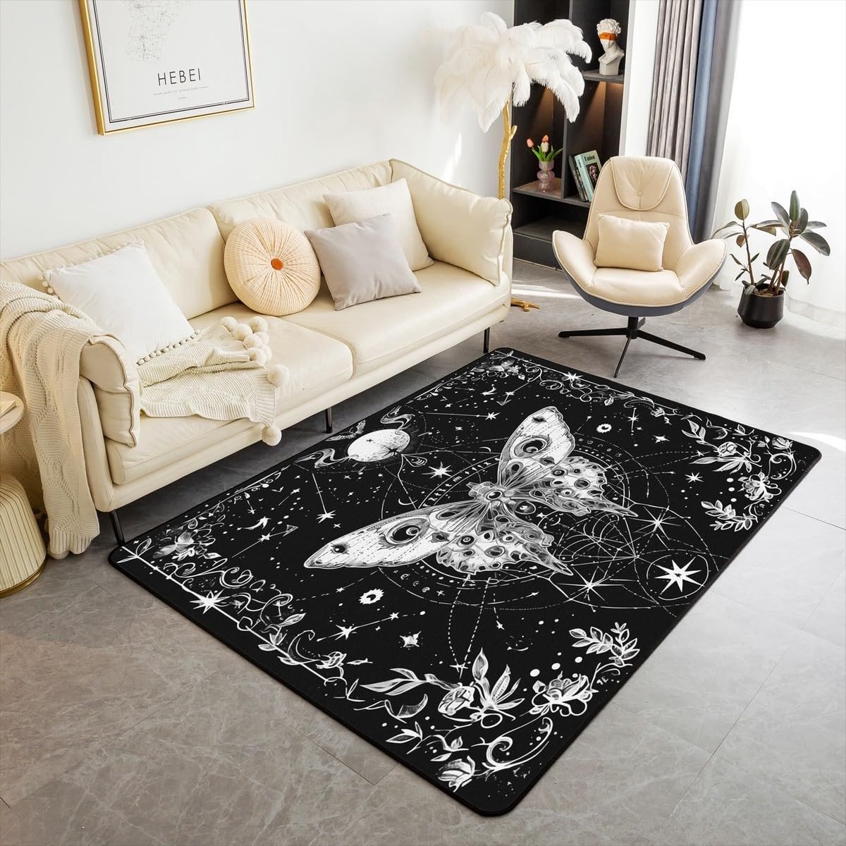 Omgoods - Bohemian Vloerkleed 100 x 150 cm met Zon en Maan Motief