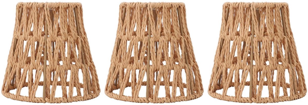 Omgoods - Set van 3 Rieten Lampenkappen voor Bohemian Stijl