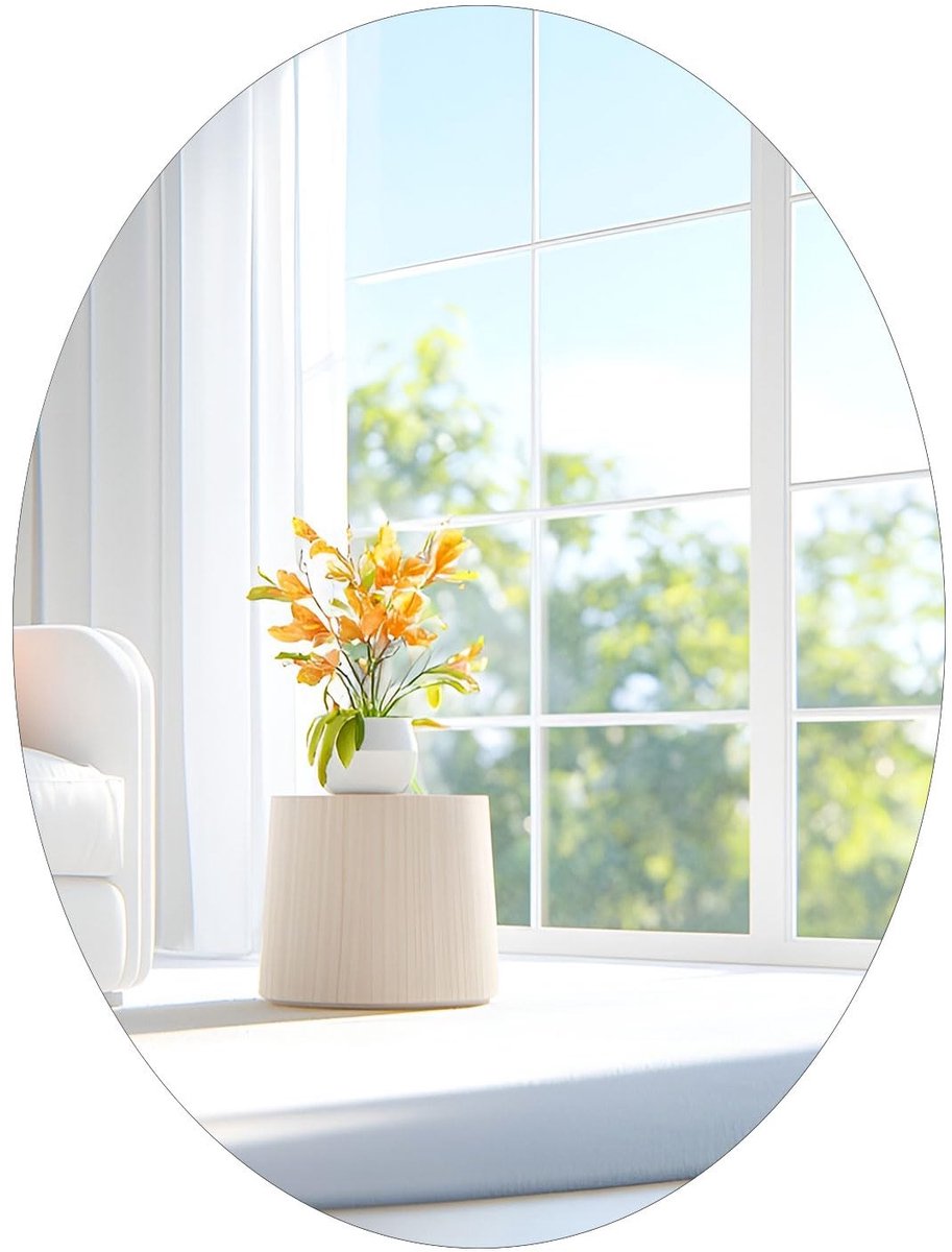 Ovale Spiegel – Zelfklevende Wandspiegel – Frameloos – Horizontaal & Verticaal – 40 x 30 cm