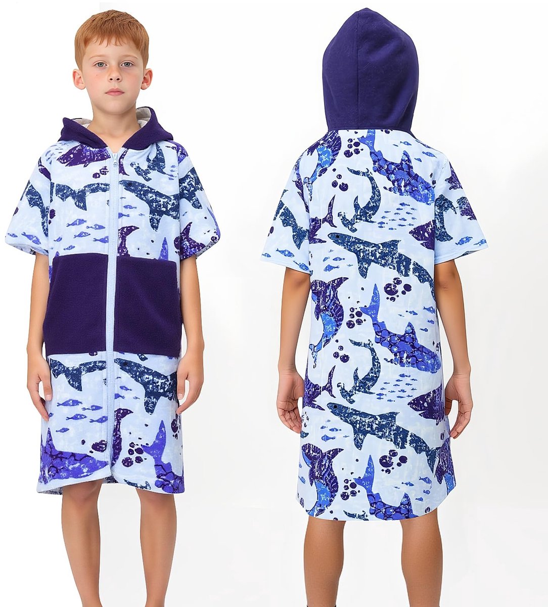 Omgoods - Kinderbadjas met Capuchon - 100% Katoen - Absorberend - Jongens L/10-12 Jaar