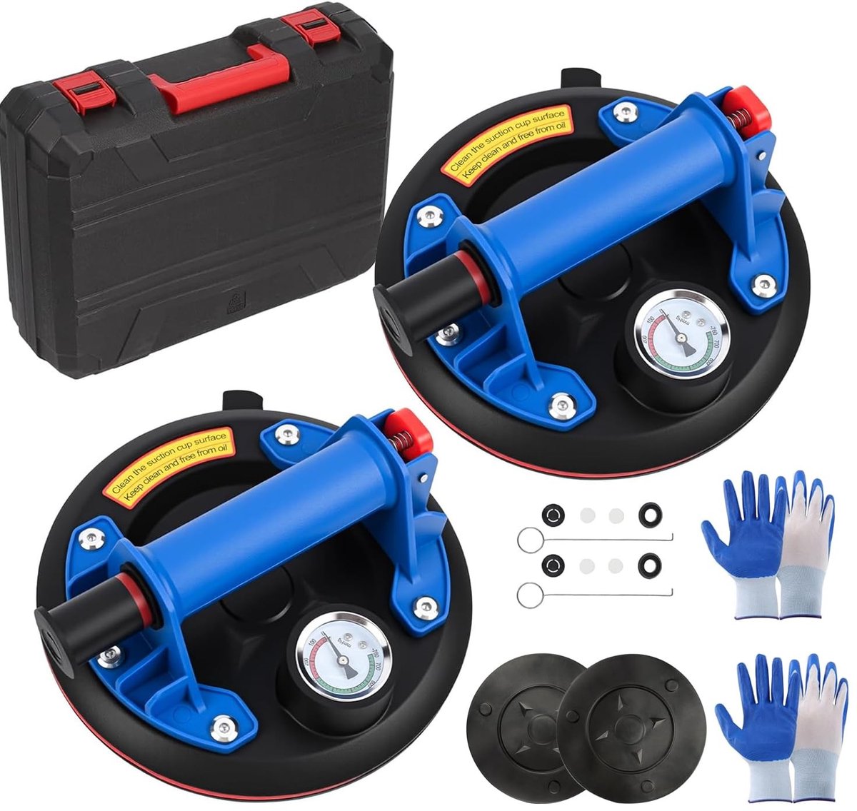 Omgoods - Set van 2 Suction Cups voor Glas en Tegels met Drukmeter