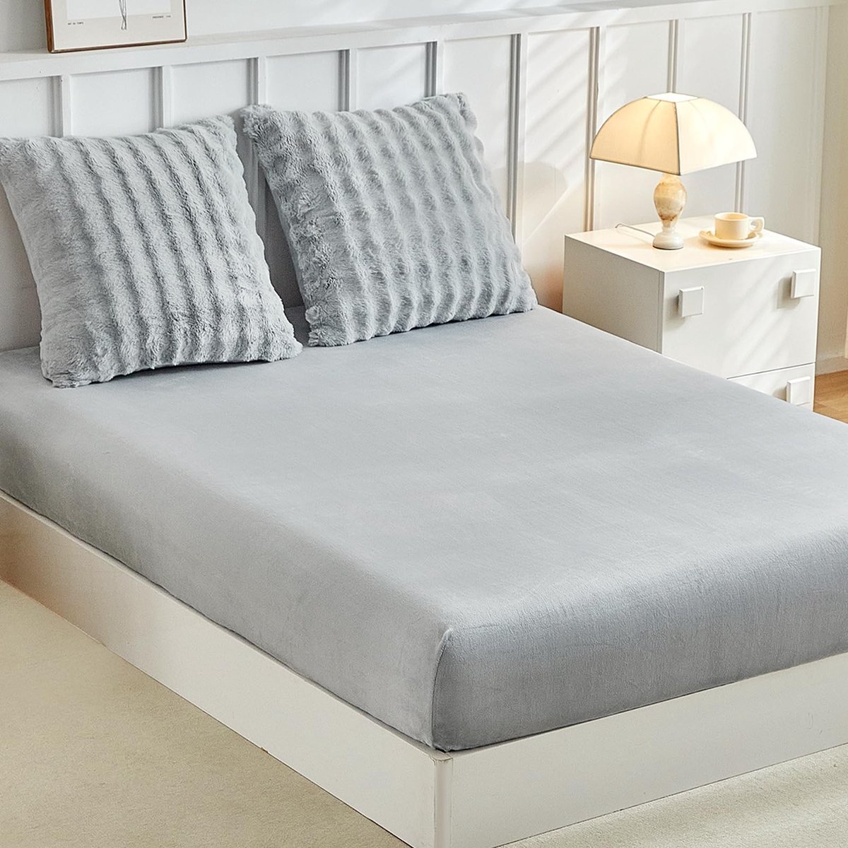 Omgoods - Fleece Hoeslaken 180 x 200 cm met 2 Kussenslopen 65 x 65 cm