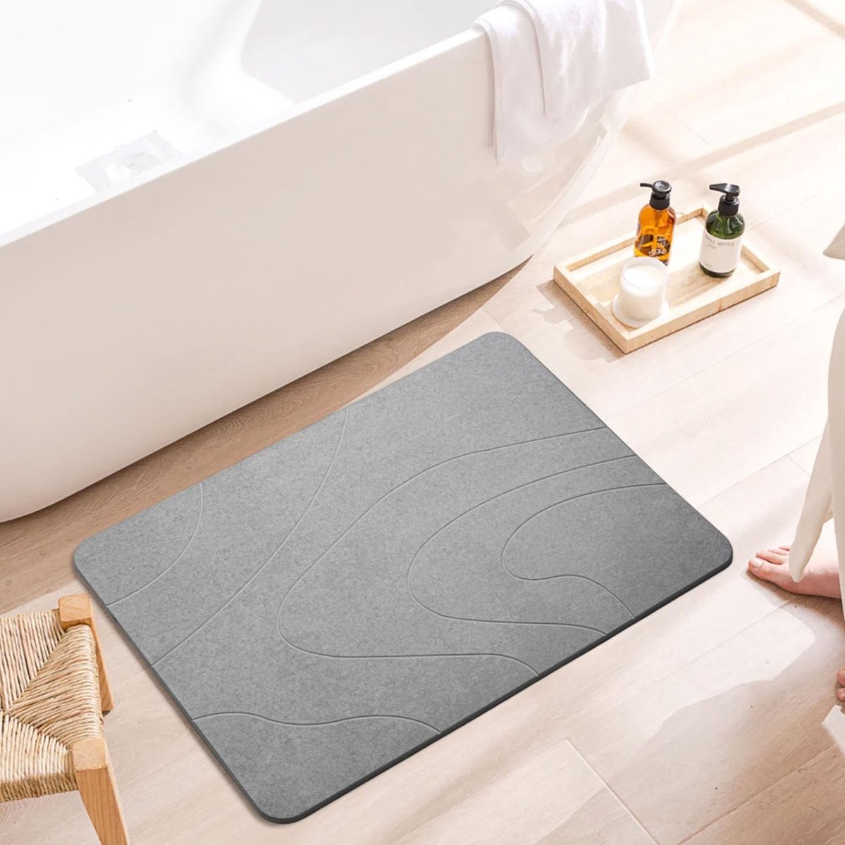 Omgoods - Diatomiet Badmat 60 x 39 cm, Absorbent en Sneldrogend