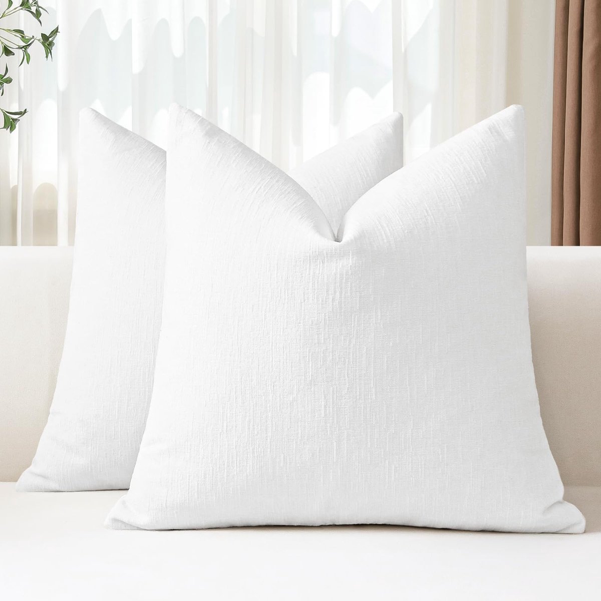 Omgoods - Set van 2 Chenille Kussenhoezen 60x60 cm voor Woondecoratie