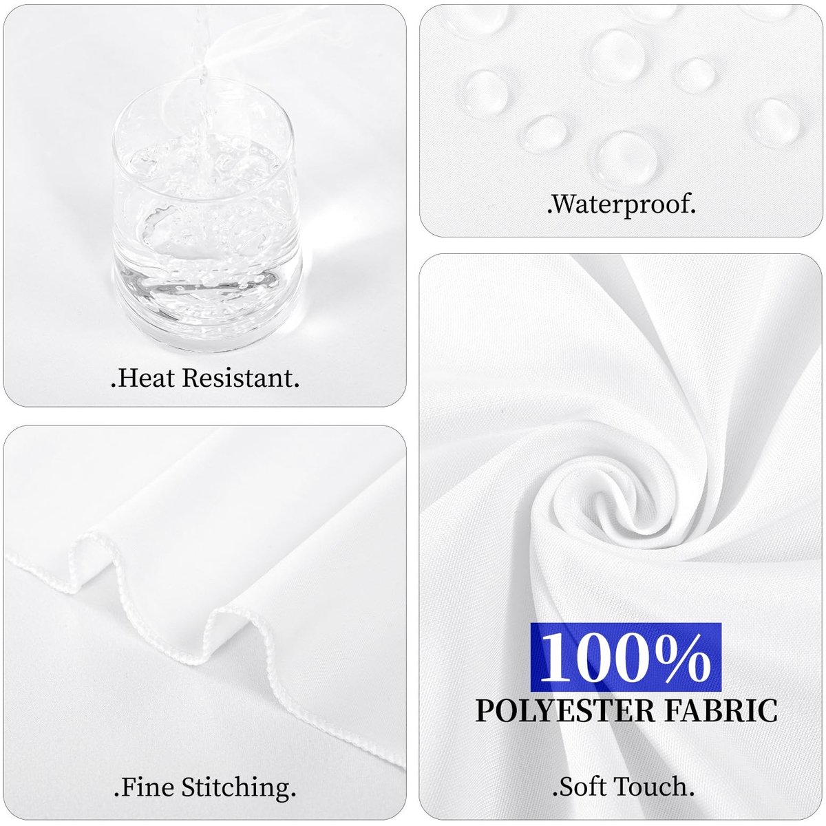 Omgoods - Set van 2 Witte Ronde Tafelkleed 120 inch Waterdicht Polyester