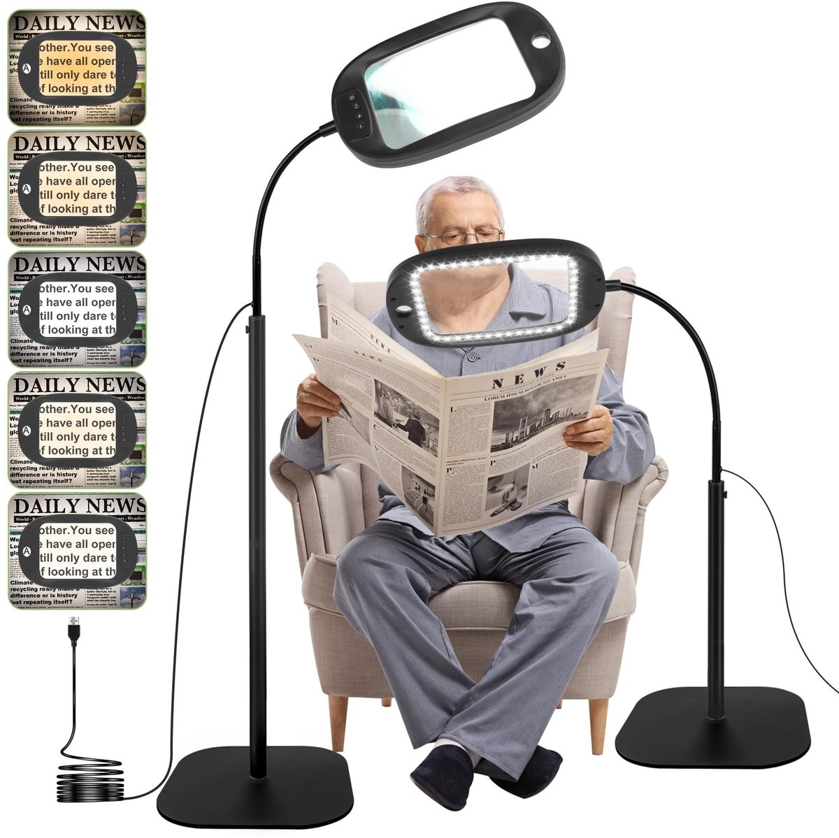 Omgoods - 10x Magnifier met Licht en 45 LEDs Bureau Lamp - Perfect voor Hobbies en Lezen