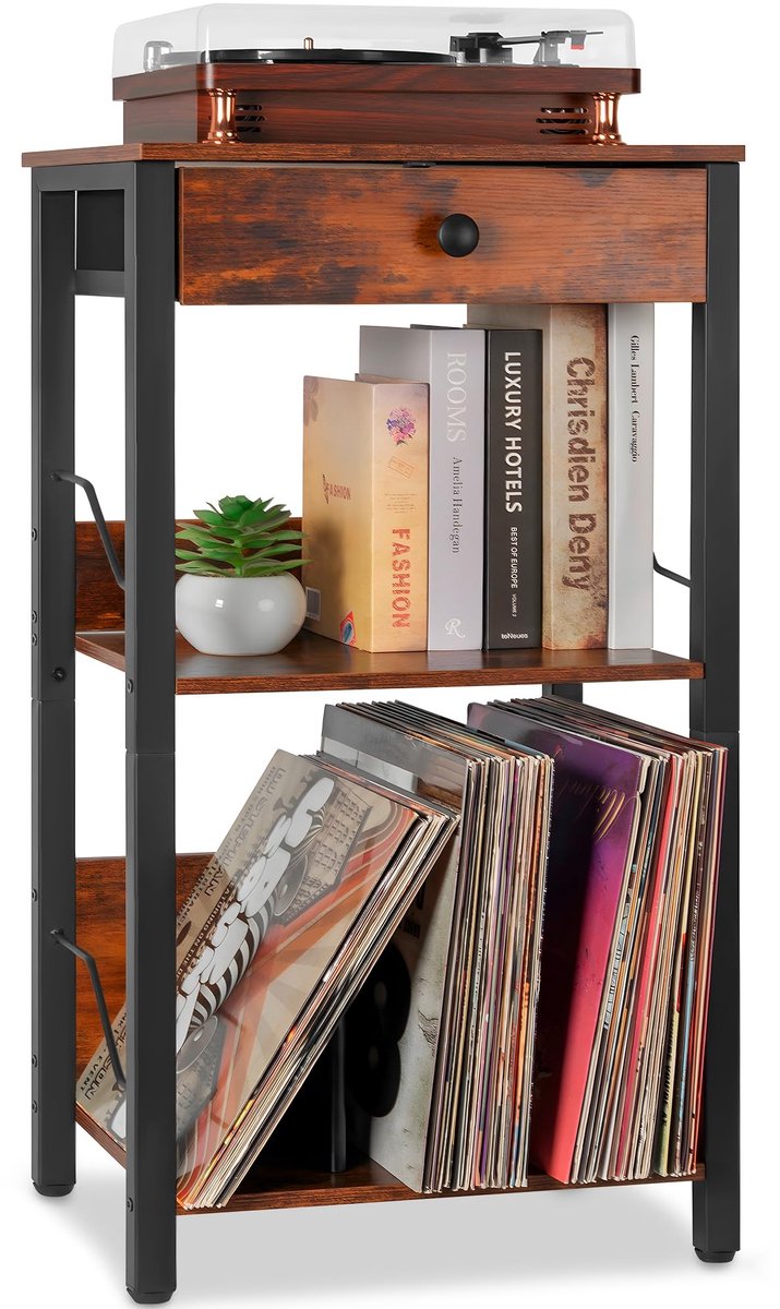 Omgoods - Vinyl Turntable Stand met Opbergruimte