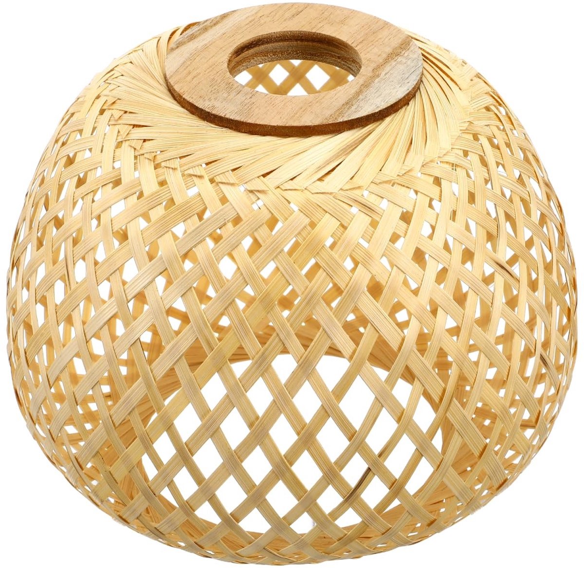 Omgoods- Lampenkap Bamboe - Rustiek Design - Plafondlamp - Hanglamp - Decoratieve Lampenkap - Maat 19,5 x 19,5 x 15,5 cm