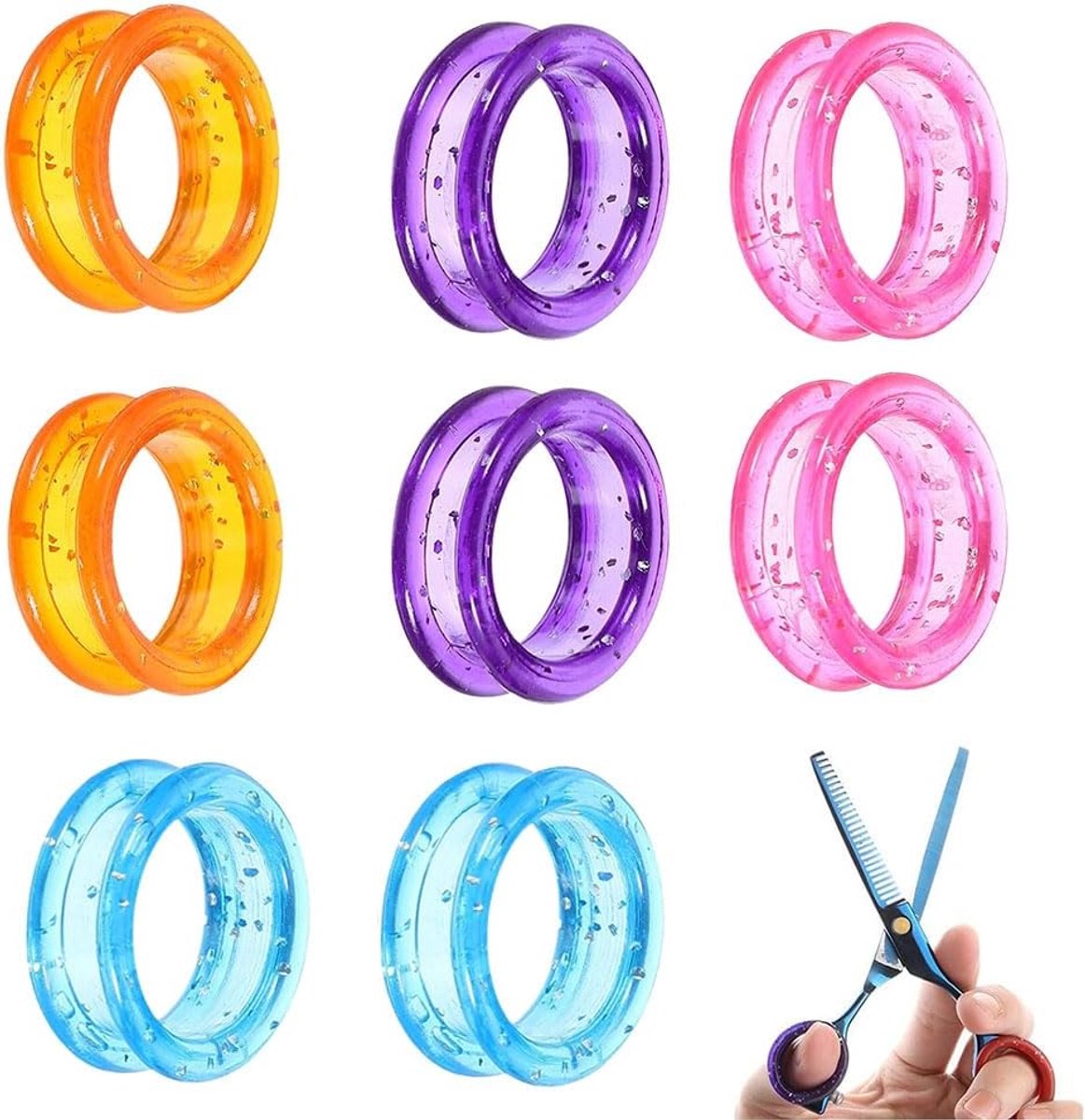 SnelShoppen - Silicone Scharen, Vinger Ring, Vinger Ringen voor Kappersscharen, Schaar Grip Invoegsels, Vinger Bescherming, 5 Stuks, Comfortabel en An