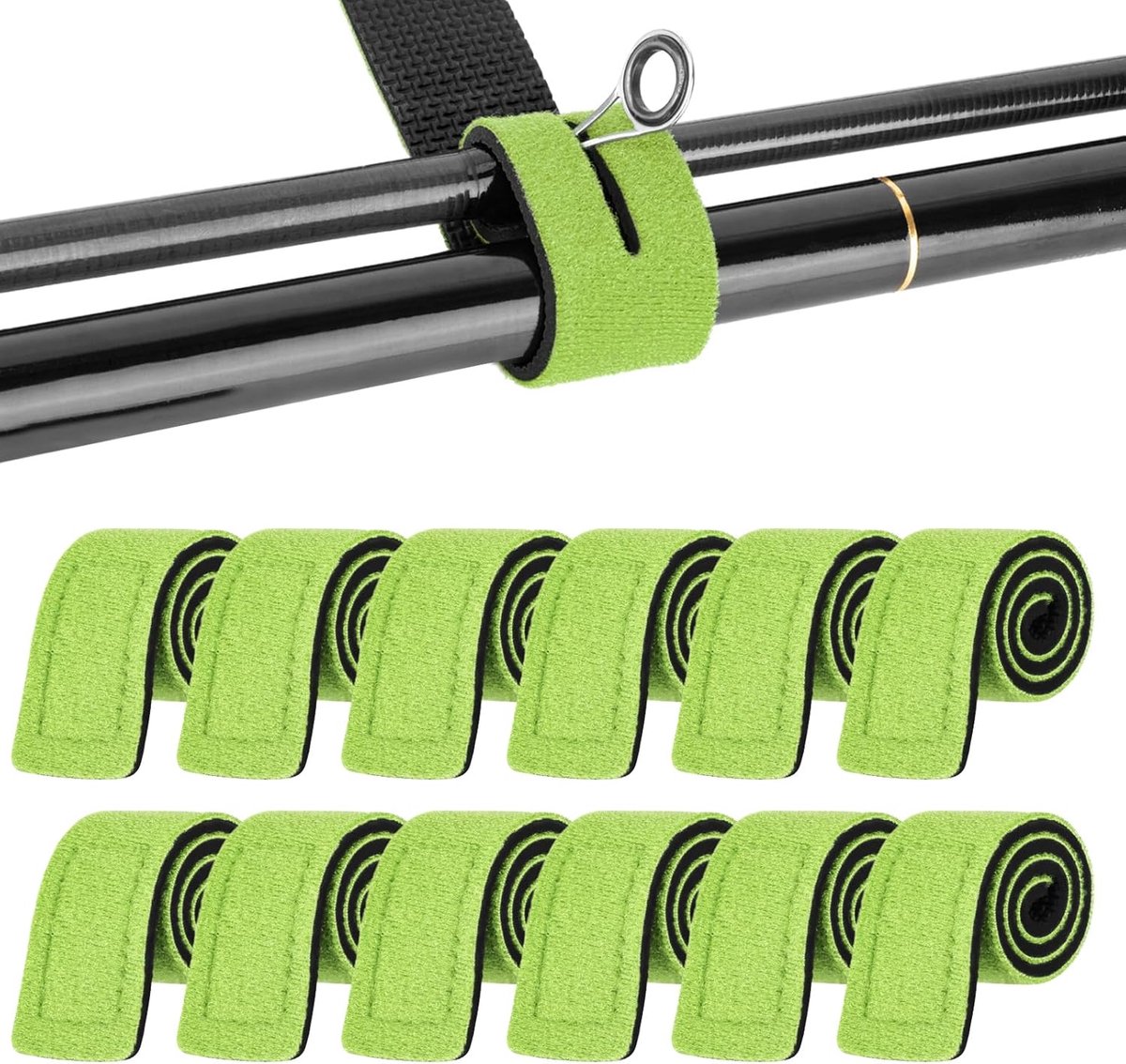 SnelShoppen - 12 Stuks Verstelbare Vissengereedschap Straps Herbruikbare Neopreen Touwen Elastische Vissengereedschap Riemen voor Bevestigen van Visse