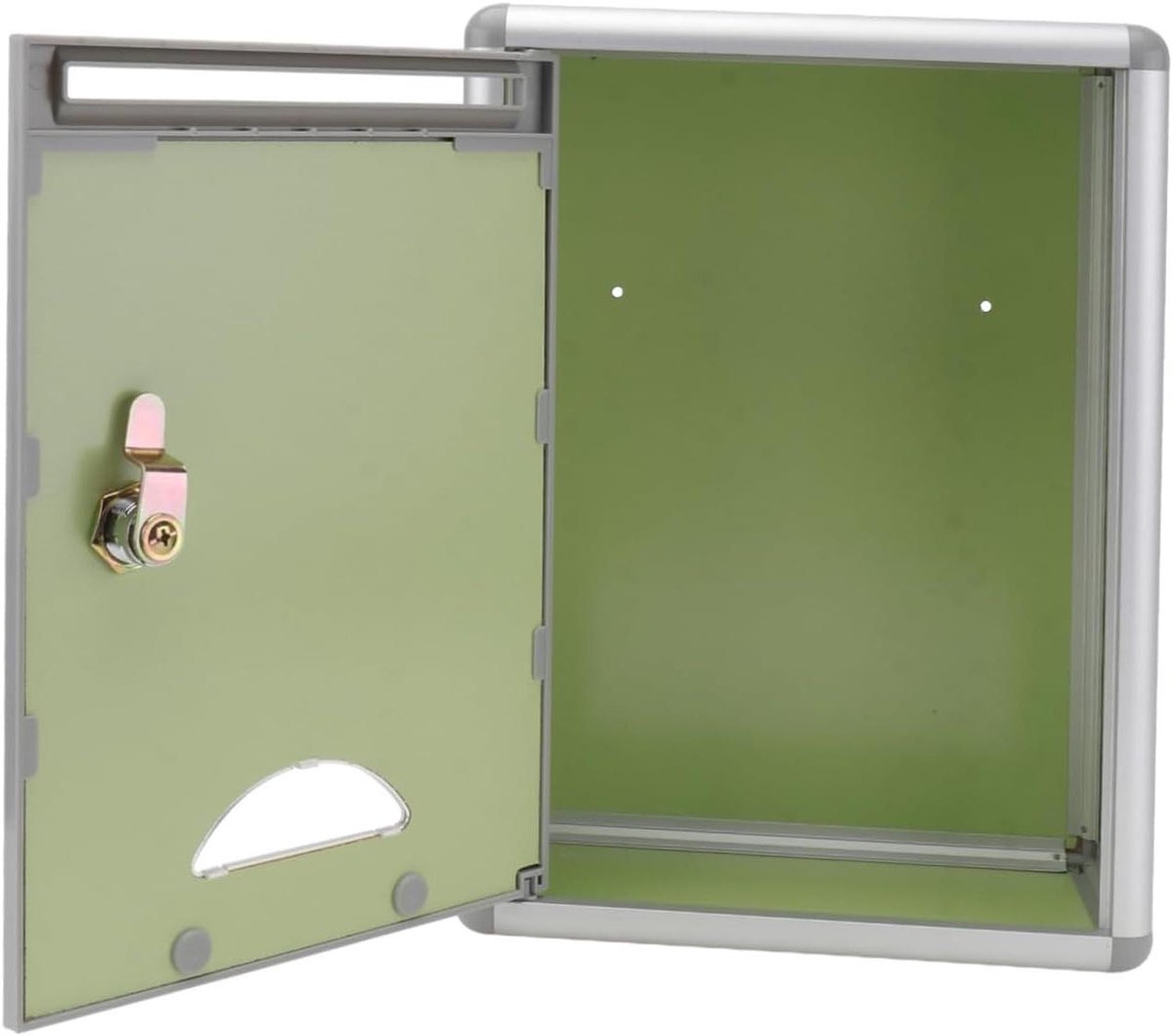 Stembus met slot - Suggestiedoos brievenbus - Informatie verzamelen - Wandmontage aluminium - 28.5 cm - Zilver