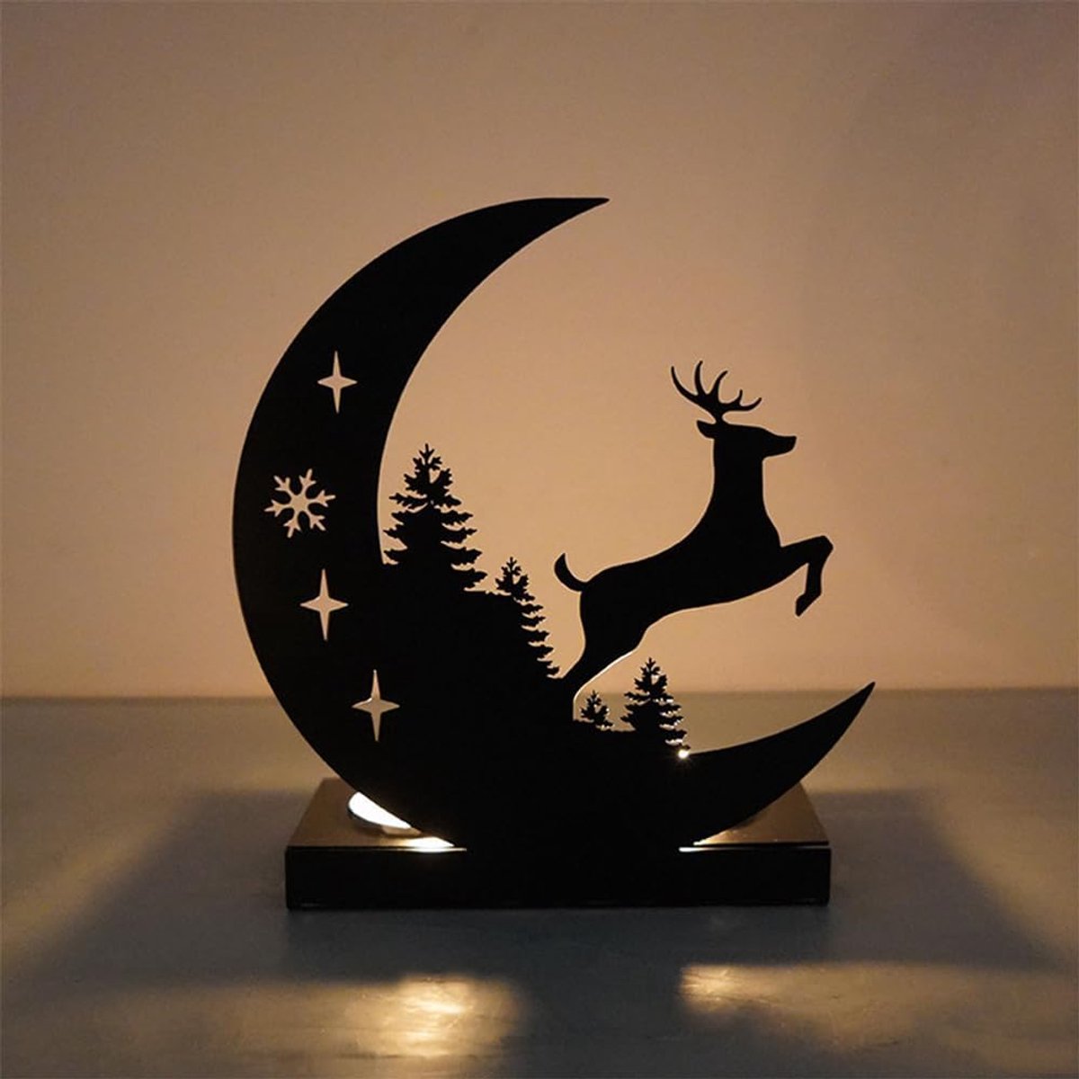SnelShoppen - Decoratieve Metalen Dier Theelicht Houder - 2 Theelicht Stand - Theelicht Schaal Licht en Schaduw Kunst - Huis Ornament voor Hu decorati