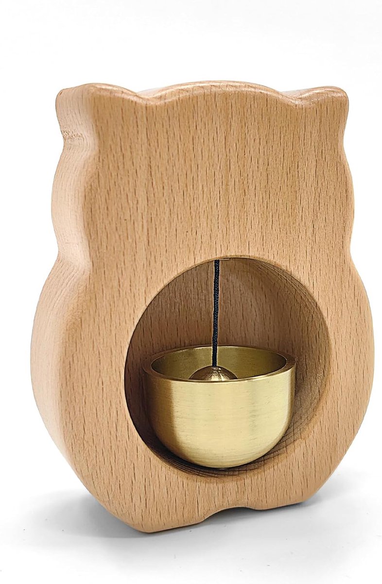 Musiin Golden decorative shopkeeper bell for doorway - magnetic wooden doorbell with brass bell, ideal entrance - ShopVlot