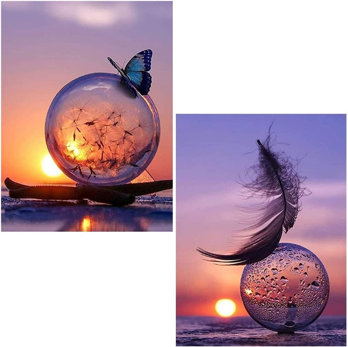 GYSRXS 2 Piece 5D Diamond Painting Set, Diamond Embroidery Complete Set, Diamond Painting and Sunset Landscape - ShopVlot