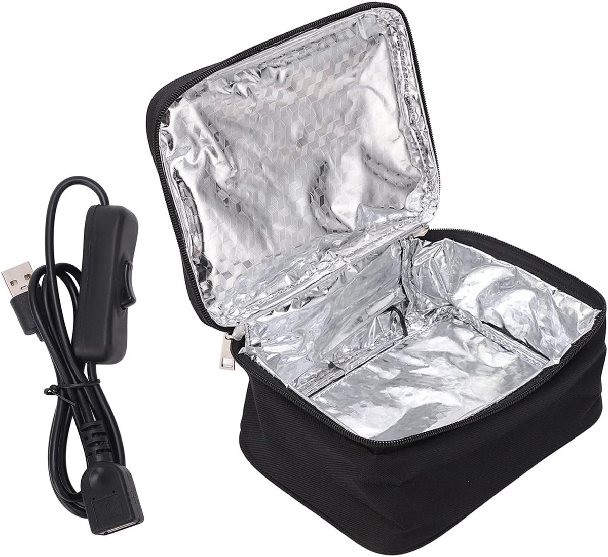 SnelShoppen - Draagbare Lunch Tas met USB Opladen Mini Oven - Aluminium Voering Voedselwarmer voor Camping, Picknick, School, Werk, Kantoor - Waterdic