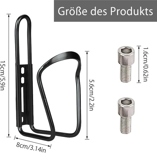 SnelShoppen - Fiets Bidonhouder Aluminium, Versterkte Flessenhouder voor Fiets, MTB, Racefiets, Zwart, Universele maat met 2 Schroeven — afbeelding 4