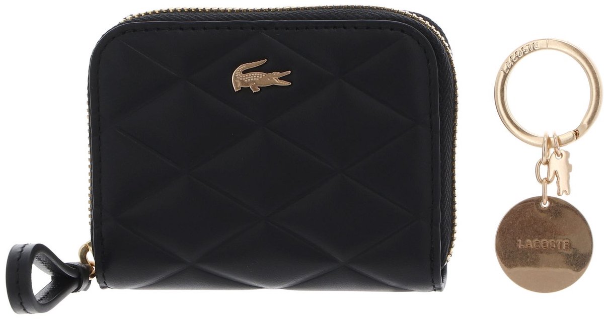 LACOSTE portemonnee sleutelhanger Zip Coin Key Ring Box Noir zwart