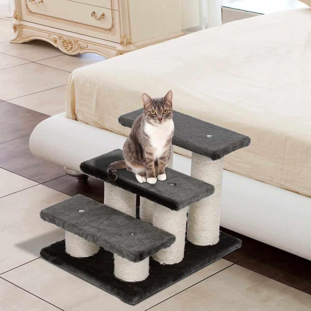 COVREO Kattentrap voor honden en katten 45x35x34 cm donkergrijs, pluche