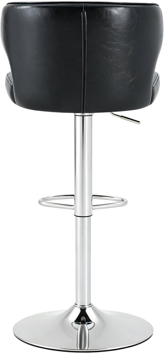 2-delige set barkrukken met rugleuning, hoogteverstelbaar, 368° draaibare barkruk met groot voetstuk en voetsteun, moderne keukenkruk voor bar, keuken, aanrecht (alleen stoelen)-Zwart+sliver