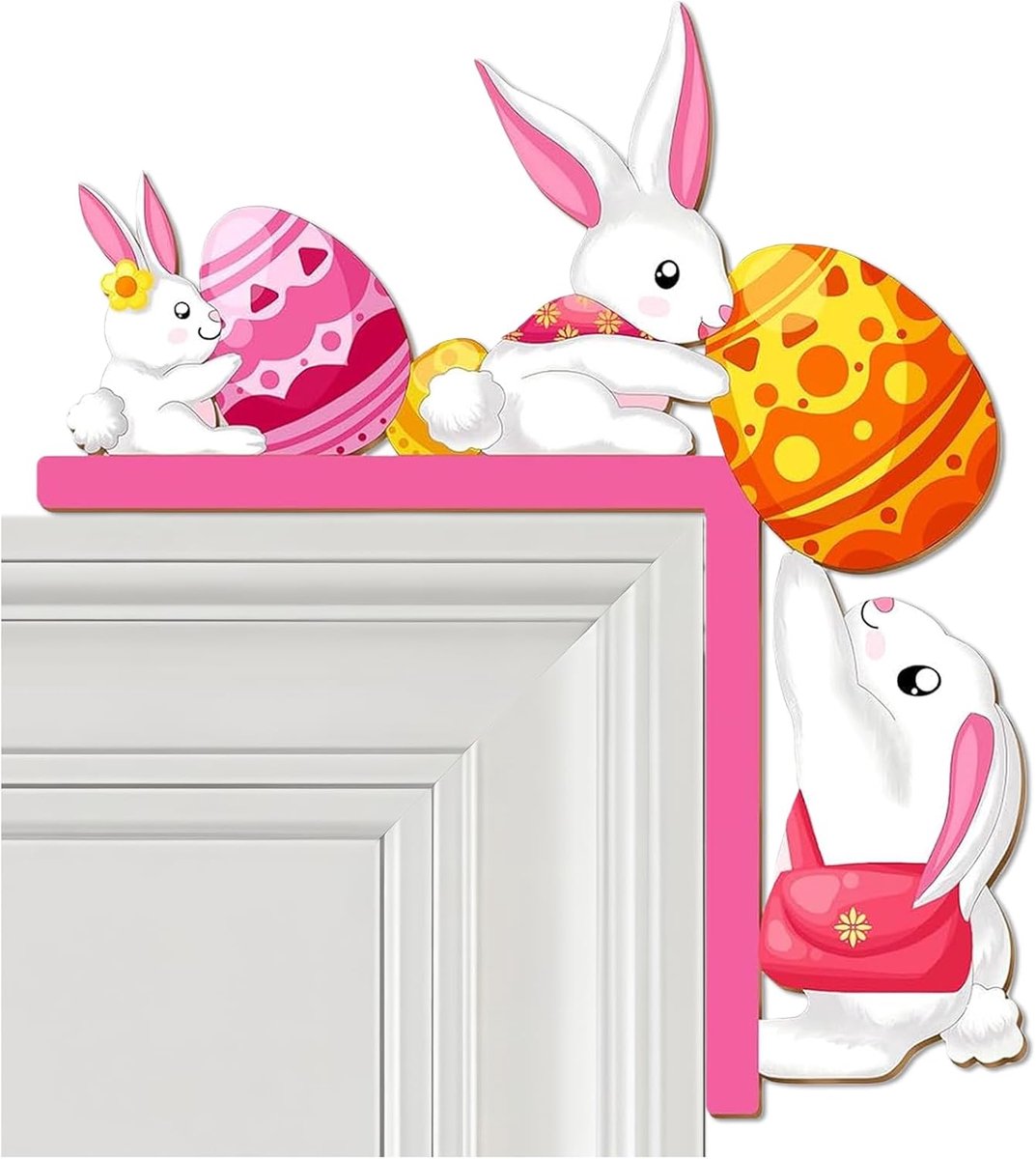 SnelShoppen - Deur Frame Decoratie - Grappige Pasen Decoratie voor Binnen en Buiten - Kleurrijk en Creatief - Geschikt voor Feesten en Kinderen - 1 St