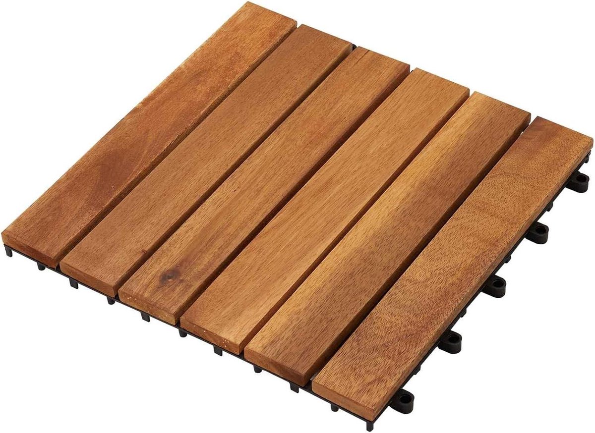 Terrastegels Hout - Buiten vloer - Veranda Aankleden - Massief Acaciahout - 30 x 30 cm - Bruin