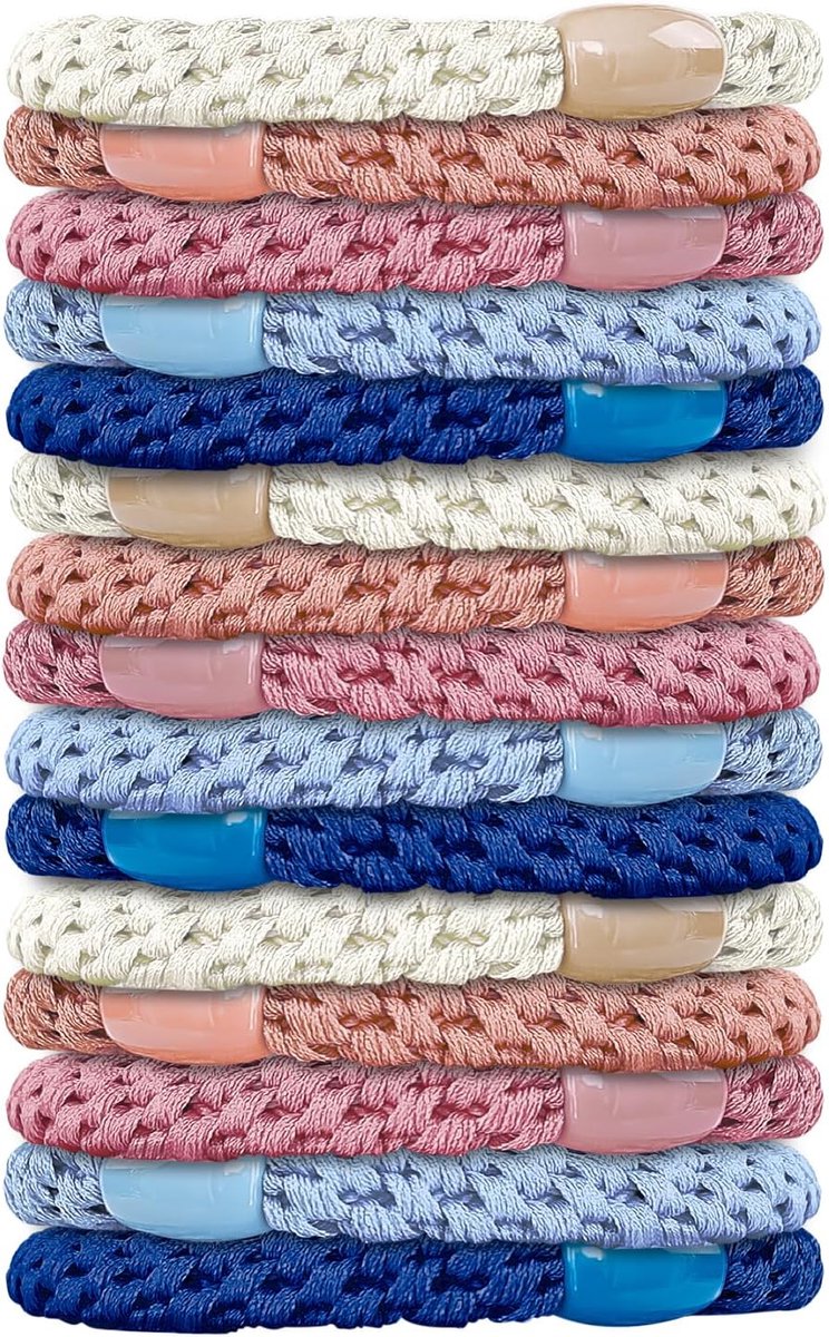 SnelShoppen - 15 Stuks Haar Elastieken, Gemengde Kleuren, Beschadigingsvrij, Rekbare Armbanden voor Vrouwen en Meisjes, Dun/Dik/Middel/Lang Haar (Roze