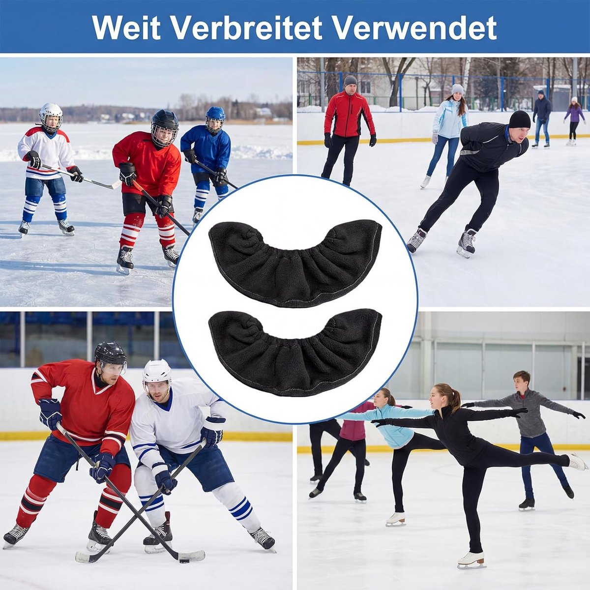 SnelShoppen - Ice Hockey Schaatsbeschermers - Elastische Bescherming voor IJs- en Kunstschaatsen - Duurzaam Microfiber - Universele Maat voor Volwasse