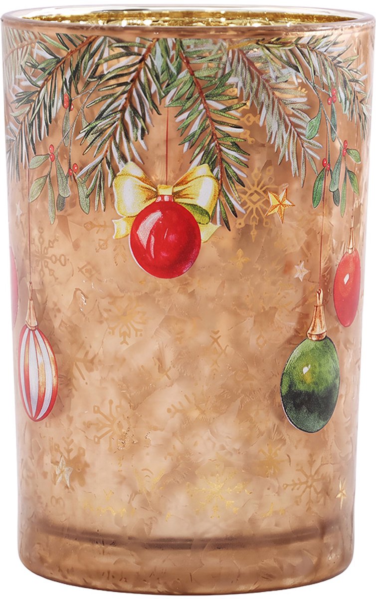 Clayre & Eef Waxinelichthouder Ø 12x18 cm Bruin Glas