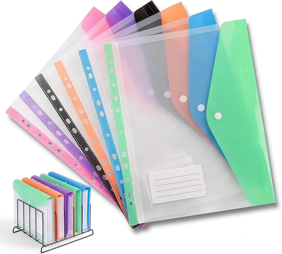 Plastic Portefeuilles - Documentenhoezen - Documenten Organiseren - Uitbreidbaar Ontwerp - 6 Stuks - Multicolor