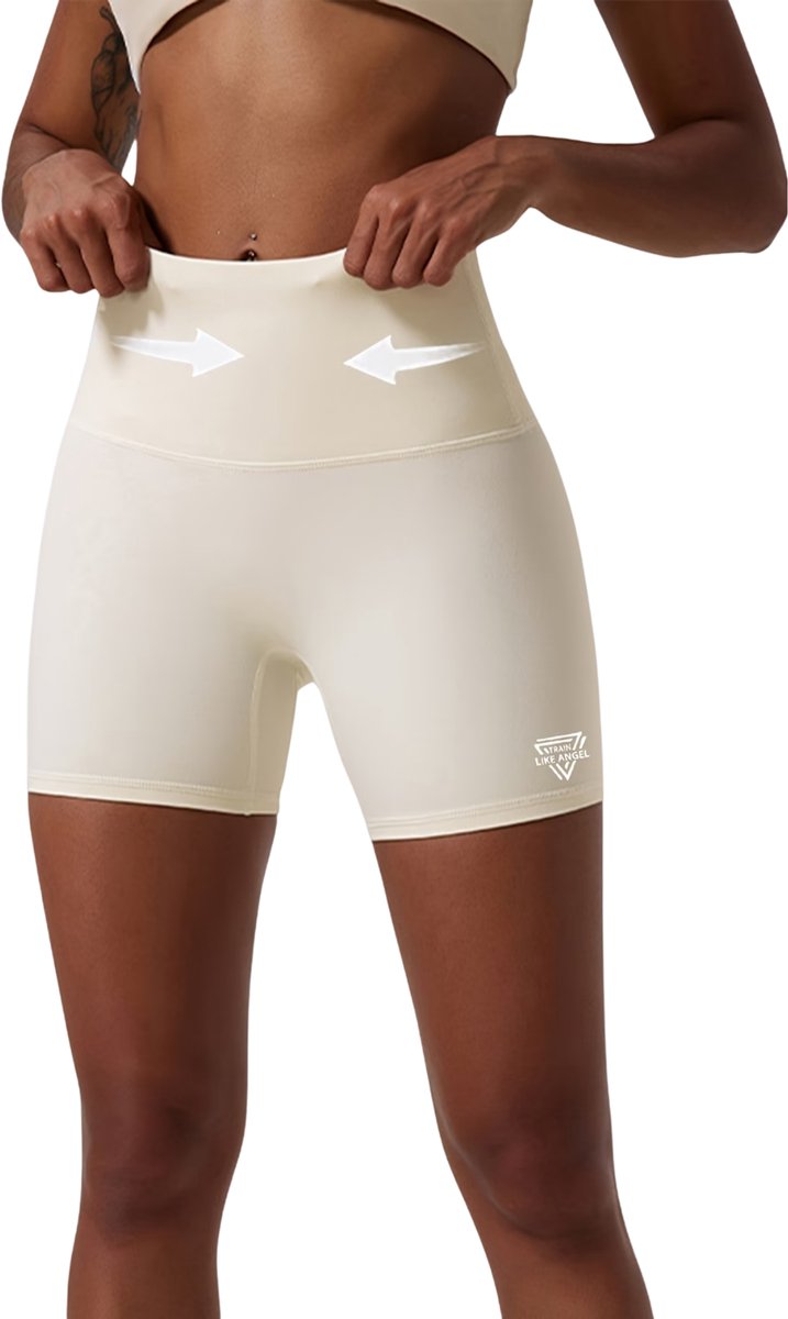 Currero Biker Short Dames Gymshort Korte Legging Lange Onderbroek Bikershort Met Pijpjes Beige