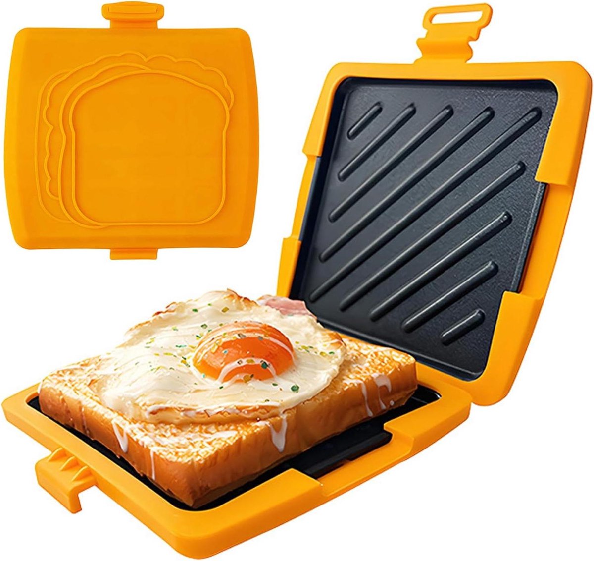 Sandwichmaker Broodpers Tosti Maker Snelle Snacks Maken Magnetron Energie Nodig 17 cm breed Oranje