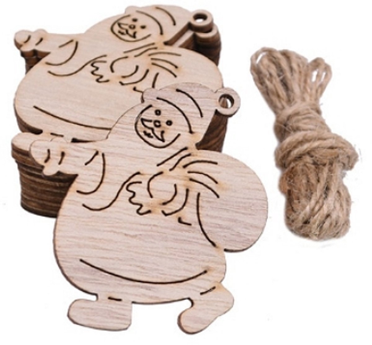 Houten Kersthangers Kerstmannen om zelf te beschilderen / kleuren (10 stuks/60mm)