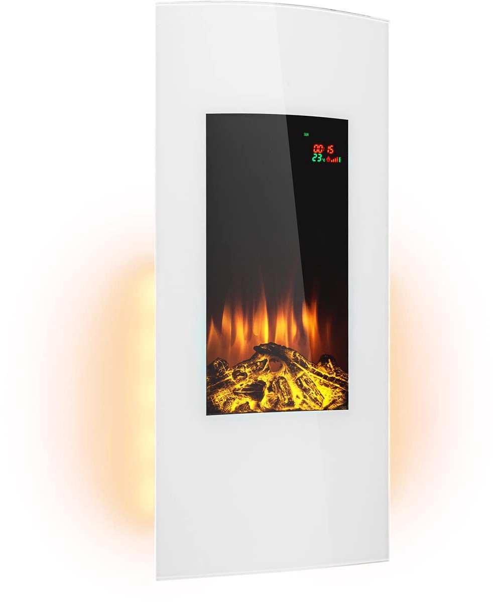 SnelShoppen - Elektrische Haard met LED-vlammen en Ventilator - 2000W Wandhaard voor Woonkamer en Binnenruimtes - Instelbare Thermostaat en Timer - Pe