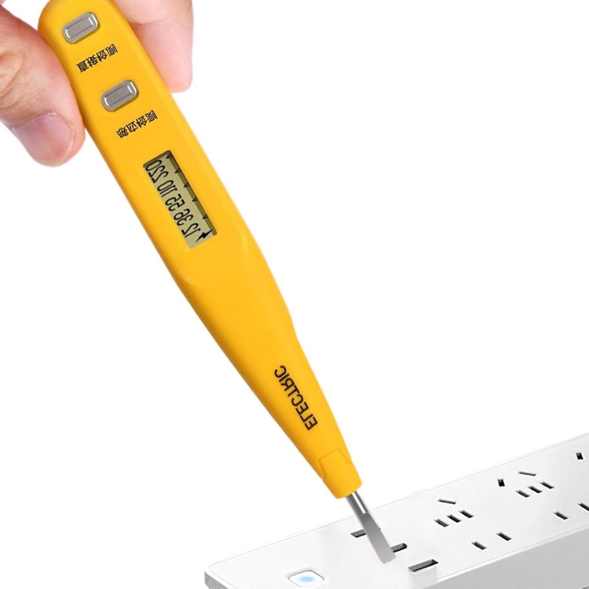 Spanningszoeker Schroevendraaier - Elektrische Tester - Circuit Controle - Digitaal LCD Display - 13 cm - Grijs