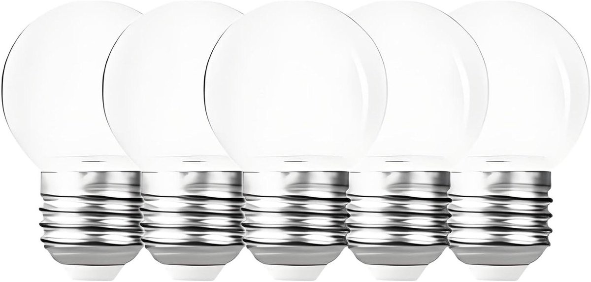 LED Lampen E27 - Gloeilampen Bol - Feestdecoratie Buiten - Flikkervrije Verlichting - 5 Stuks - Koud Wit