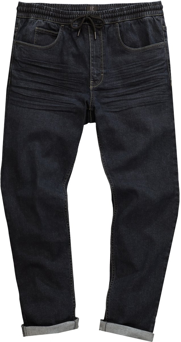 JP 1880 - Heren - Instapjeans FLEXNAMIC® denim Modern-Fit 5-pocket dirty denim - Donker denim - Maat 5XL
