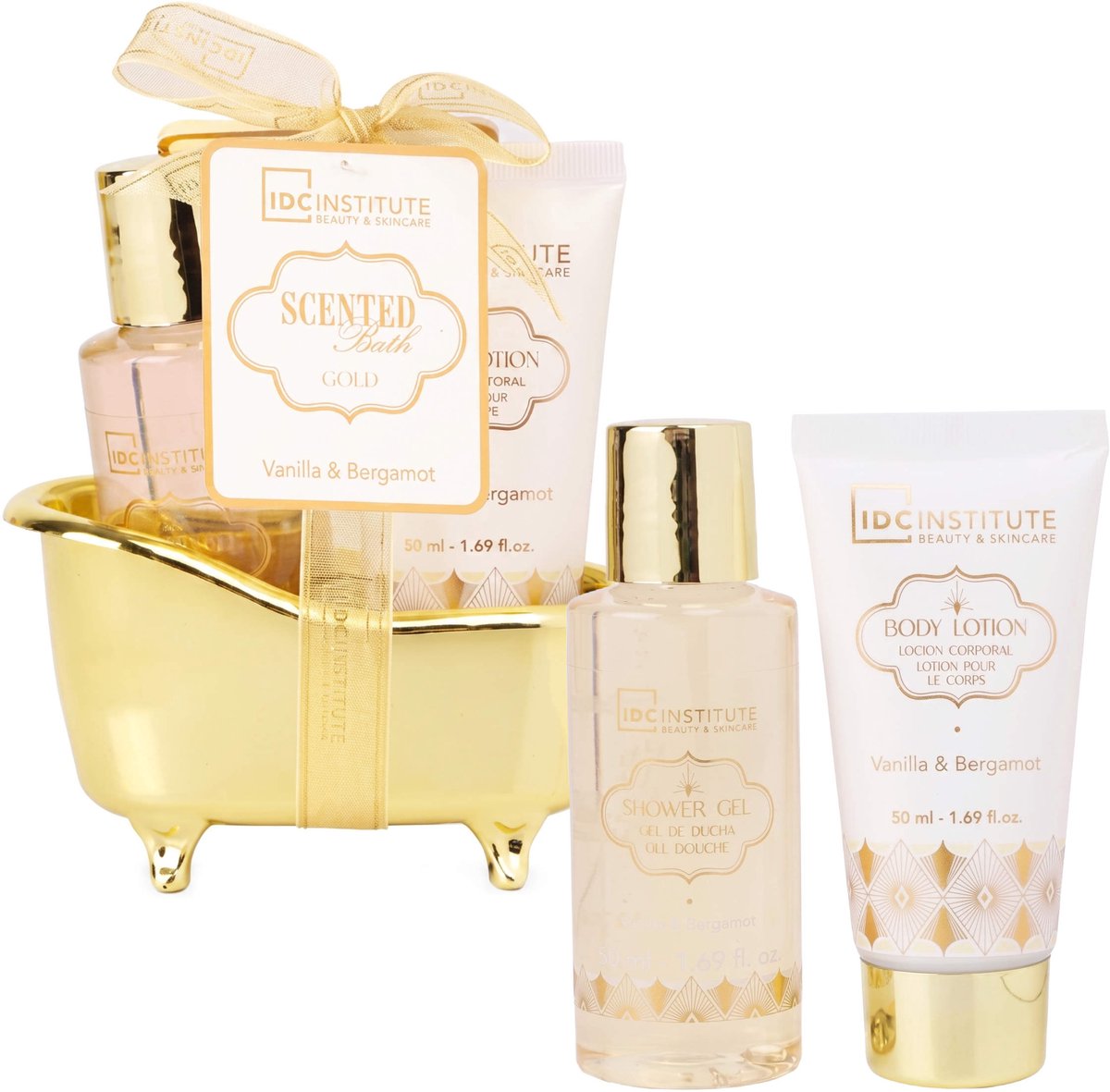 IDC Institute GOLD Vanilla Mini Body Care Cadeauset – Mini cosmetische set met vanillesmaak voor het lichaam