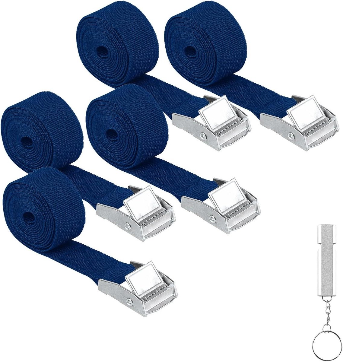Spanbanden Set - Bindriemen Kort - Bagage Vervoeren - Sterke Metalen Gesp - 5x 1.5m - Blauw